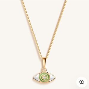 Karma and Luck 18k Gold and Green Evil Eye Necklace